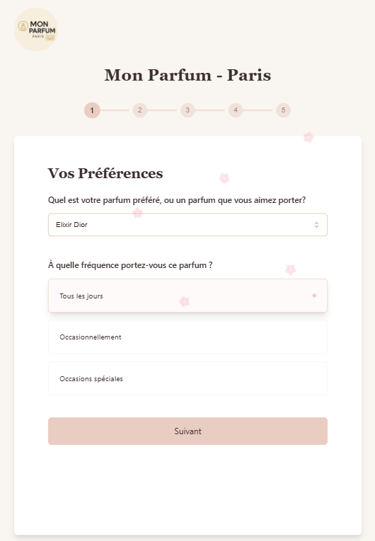 Capture d'écran de l'étape 1 : Vos Préférences